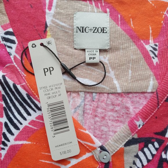 Nic and Zoe Linen/Modal Feather Leaves Top XS - Picture 2 of 8